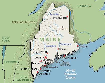 Maine Map Google Map Of Maine Gmt