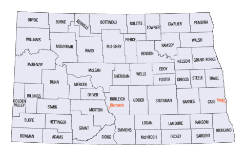 north dakota time zone map North Dakota Counties Gmt north dakota time zone map