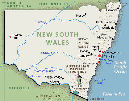 New South Wales Map Google Map Of New South Wales Gmt