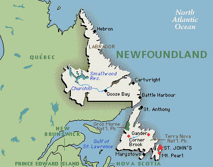 Newfoundland Map Google Map Of Newfoundland Canada Gmt