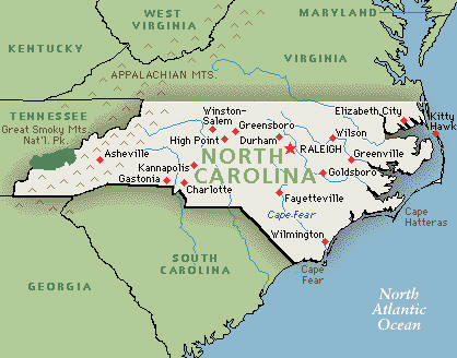 North Carolina Map Google Map Of North Carolina Gmt