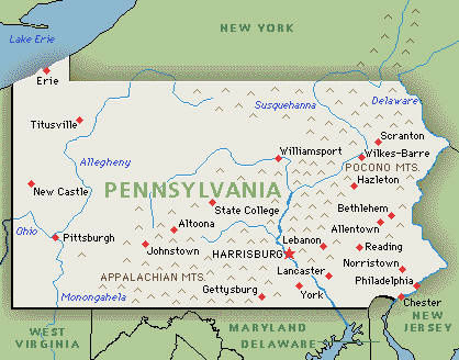 Pennsylvania Map Google Map Of Pennsylvania Gmt