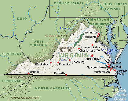 Virginia Map Google Map Of Virginia Usa Gmt